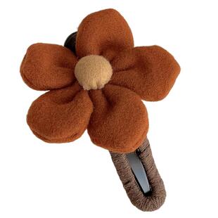 高级感毛绒大号花朵鸭嘴夹女后脑勺盘发夹一字夹半扎发夹子秋头饰
