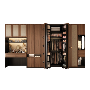 定制宋氏美学风实木衣柜家用卧室大衣橱组合一门到顶2025新款柜子