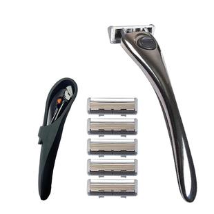 阿帕齐进口男6层刀片手动剃须刀5层升级剃须刀片刮胡刀头金属刀柄