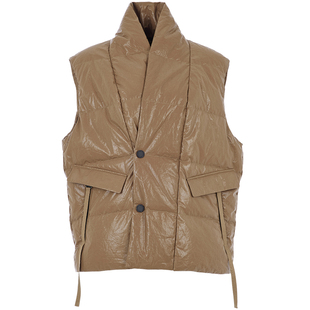 花木深中国风羽绒马甲女款秋冬外搭明制交领短袄改良汉服马夹外套