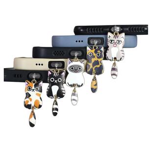 可爱的猫咪可活动尾巴手机防尘塞挂饰挂件配件装饰品吊坠吊饰多色