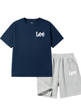 LeeKids童装男童夏季套装小男孩藏蓝色纯棉两件套儿童运动服夏装
