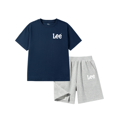 LeeKids童装男童夏季套装小男孩藏蓝色纯棉两件套儿童运动服夏装