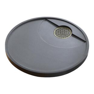 天然乌金石茶盘圆形单盘石材一体整块石板家用客厅茶台石头茶托盘