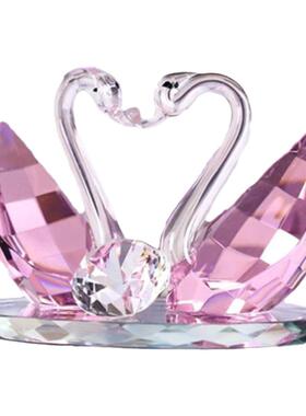 结婚客厅天鹅转运摆件水晶创意