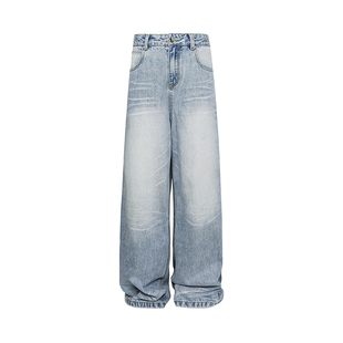 FORNINES美式高街阔腿直筒牛仔裤男女宽松春秋潮牌cleanfit长裤子