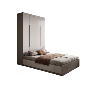 榻榻米床衣柜一体实木多层板柜体奶油风卧室储物小户型省空间床