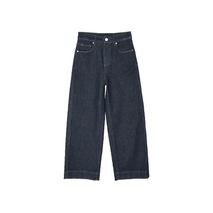 神作原牛！~深蓝色九分奶奶裤子小个子宽松阔腿牛仔裤女2026新款