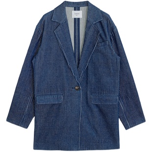 AMERI秋冬时尚休闲气质干练灯芯绒复古翻领宽松外套01220640750