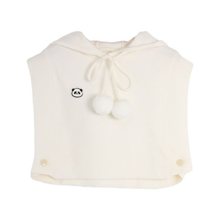 西町村屋马甲女冬季新款学院连帽趣味熊猫毛织叠穿外搭AD8222002