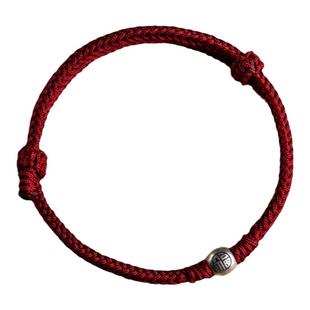 纯银福珠红绳本命年好运手链全手工编织手绳马年新款闺蜜情侣礼物