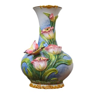 陶瓷郁金香花瓶摆件客厅插花餐厅摆设办公室入户玄关家居装饰品