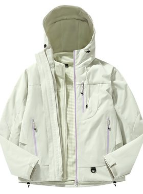 稻草人2026新款冲锋衣女三合一可拆卸户外徒步超好看登山服外套男
