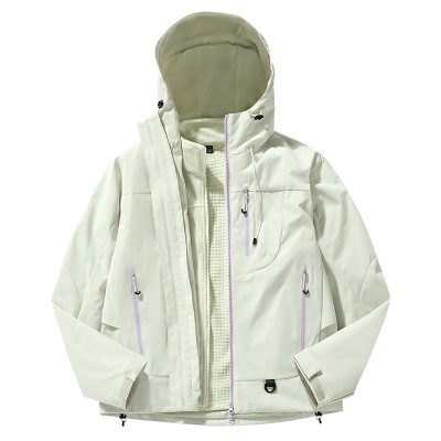 稻草人2025新款冲锋衣女三合一可拆卸户外徒步超好看登山服外套男