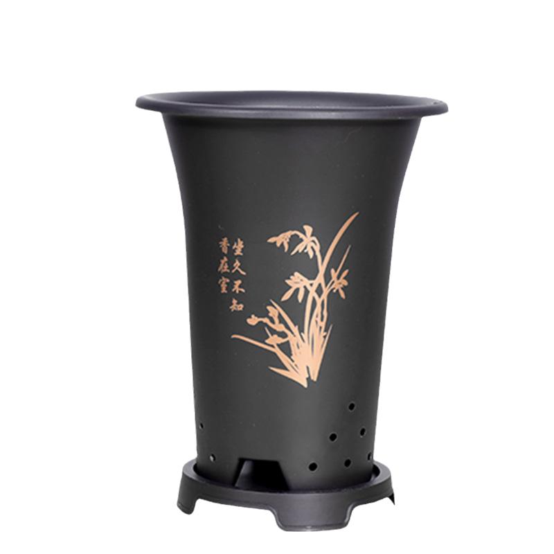 兰花盆透气养根专用花盆带侧孔加厚树脂大小号仿紫砂简约蝴蝶兰盆
