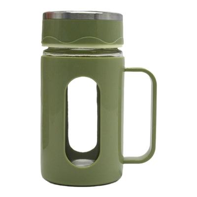 双层带手柄纯色防烫普通玻璃杯