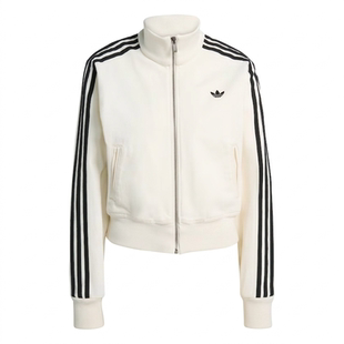 韩国版KD2892 Adidas/阿迪达斯 米白色短款夹克外套女款休闲风