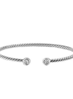 David Yurman大卫雅曼开口镶钻手镯欧美轻奢麻花手环高级感女3MM