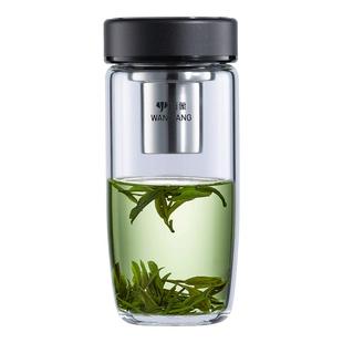 万象玻璃杯单层加厚带盖办公茶杯男款喝水杯子家用耐高温水杯定制