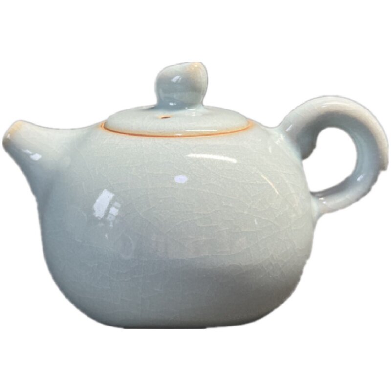 精致天青原矿釉开片中式汝瓷茶壶