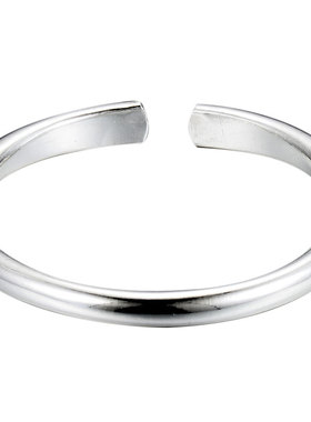 时尚风百搭圆柱扁头小巧银手镯