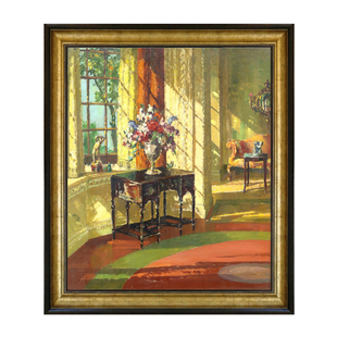 阳光满屋英伦风景原创手绘油画花卉高端古典轻奢欧美式装饰画定制