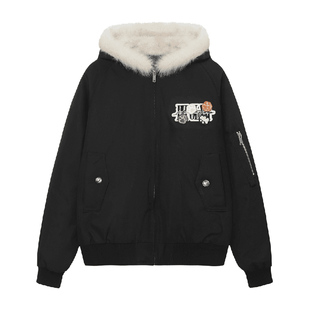 BIPOLAR 猫爪魔术贴座山雕棉服休闲情侣连帽保暖冬潮上衣外套男女