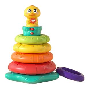 汇乐叠叠乐婴儿可啃咬6个月宝宝益智套圈玩具 彩虹圈早教幼儿堆叠