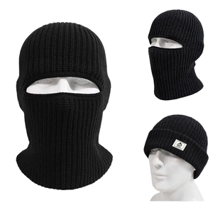 头套男士巴拉克拉法帽毛线冷帽保暖针织防风面罩冬季骑行灰色全脸