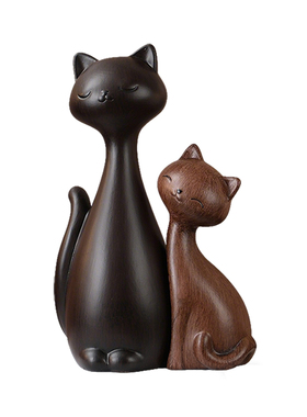 中古风情侣猫咪装饰品摆件
