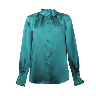 拓美法式优雅真丝立领长袖衬衫