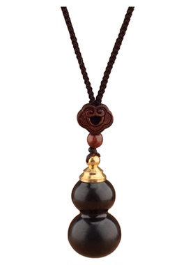 檀木急救小药盒药瓶葫芦吊坠老年人随身项链装速效救心脏药丸挂件