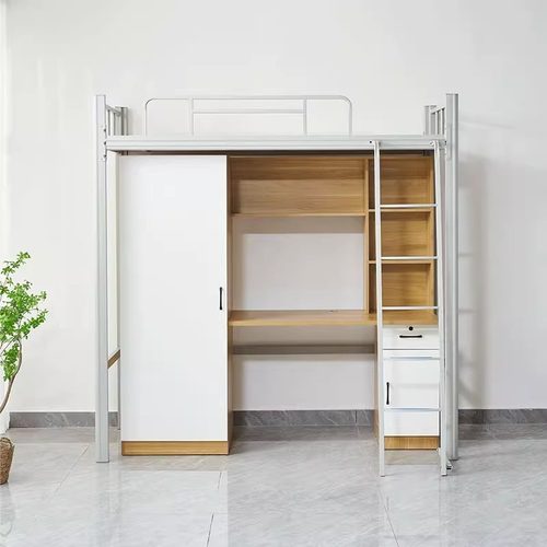 上床下桌组合床大学生员工宿舍床学校寝室木质高架床单上层公寓床