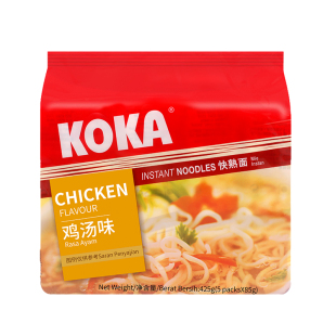 新加坡进口 可口牌KOKA鸡汤味快熟面炒面泡面速食方便面85g*5包