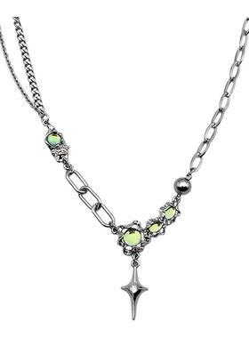 Wind 甜酷炫彩月光石十字架拼接项链女ins轻奢小众设计高级锁骨链