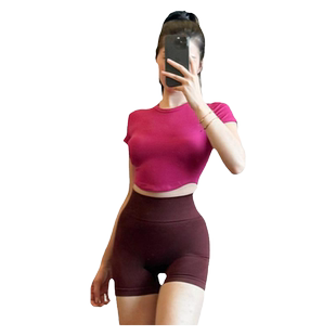 运动上衣修身短袖女t恤短款健身瑜伽服速干普拉提训练服套装