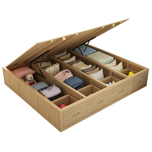 定制实木高箱储物床单人双人床1.8米气压箱体收纳床榻榻米地台床