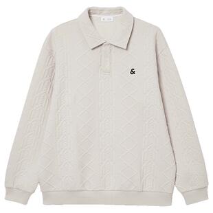 杰克琼斯男装秋季新款日常百搭肌理感提花针织宽松polo领卫衣