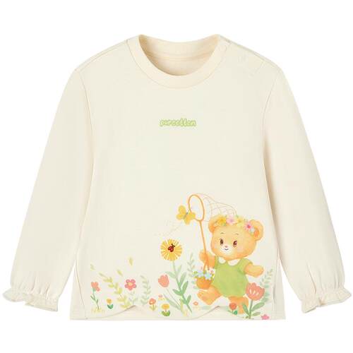 全棉时代儿童卫衣2026春季新款女童卫衣花瓣下摆衣服抗菌男童上衣
