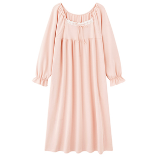 浪莎睡裙女春秋纯棉长袖可外穿大码公主风甜美连衣裙睡衣2026新款