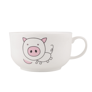 十二生肖泡面碗带盖陶瓷带把手学生饭盒可爱宿舍大容量超大陶瓷杯