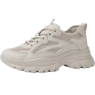 千百度厚底老爹鞋女款春秋气质增高网面鞋百搭时尚运动休闲鞋百搭