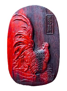 老料小叶紫檀木鸡挂件红木鸡牌生肖鸡项链吊坠男女护身符木质实木