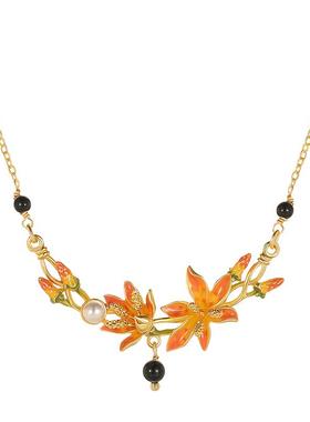 秋意枫叶珐琅项链女款礼物