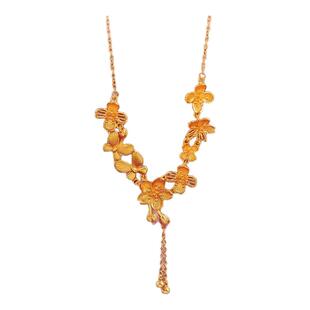 古法沙金花朵项链女2026新款毛衣链秋冬轻奢高级感气质大气配饰品