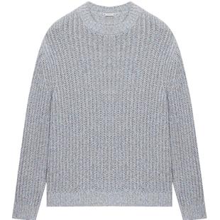 【马龙同款】ERDOS 男装高棉质针织衫春季款蓝色圆领薄款弹力上衣