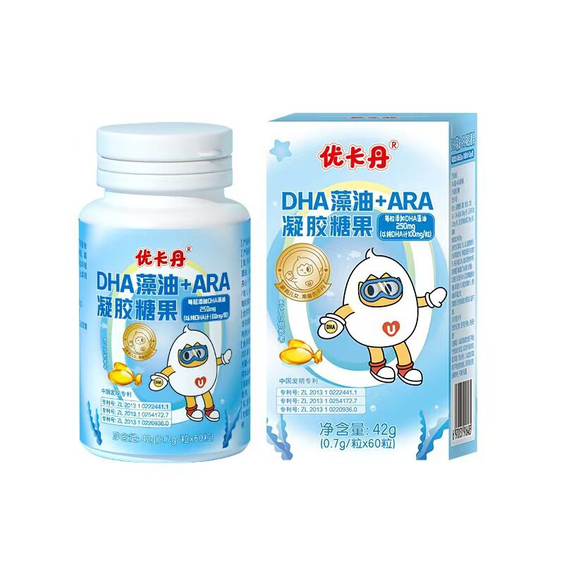 优卡丹dha海藻油婴幼儿童软胶囊孕妇学生专用记忆力ARA眼脑官方店
