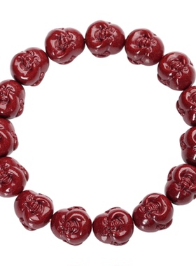 天然原矿朱砂手链本命年弥勒佛