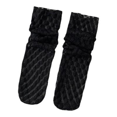 Like Sock 夏季蕾丝波点纯色堆堆袜薄款网眼透气甜美学院风中筒袜