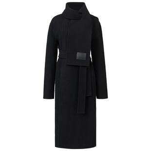 【YIRANTIAN】蕾虎设计感简约可拆卸围巾领毛呢大衣外套labelhood